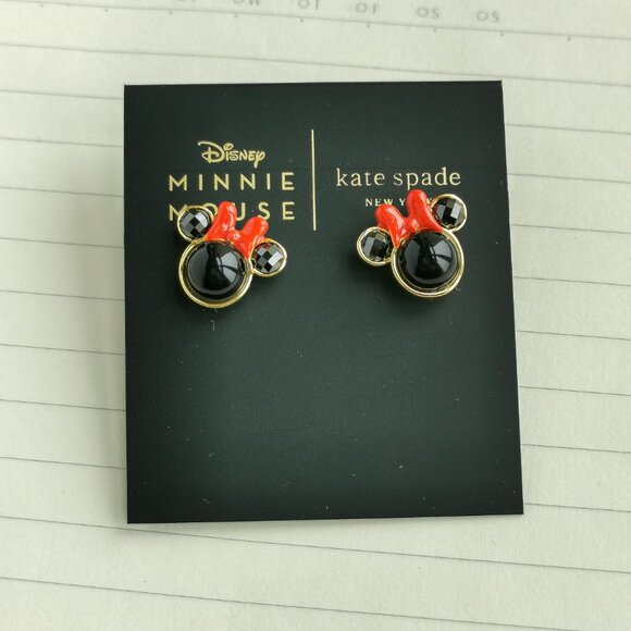 Kate Spade Jewelry - Minnie Gold Red Black Enamel Stud Earrings - Kate Spade